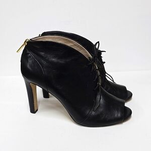 Louise et Cie Black Leather Laced Peep Toe Heeled Boots